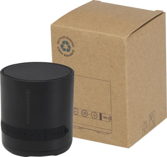 Haut-parleur sans fil Hunor 3 W — plastique recyclé — Noir
