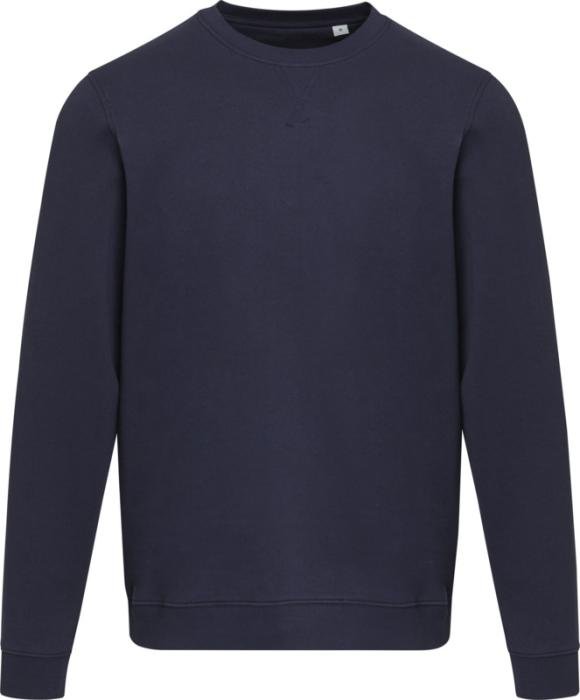 Pull col rond Jasper — coton bio OCS recyclé, unisexe, 280 g/m² — Bleu marine